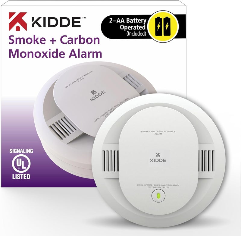 Kidde Smoke & Carbon Monoxide Detector, AA Battery Powered, LED Warning Light Indicators, 1 Pack - Image 1